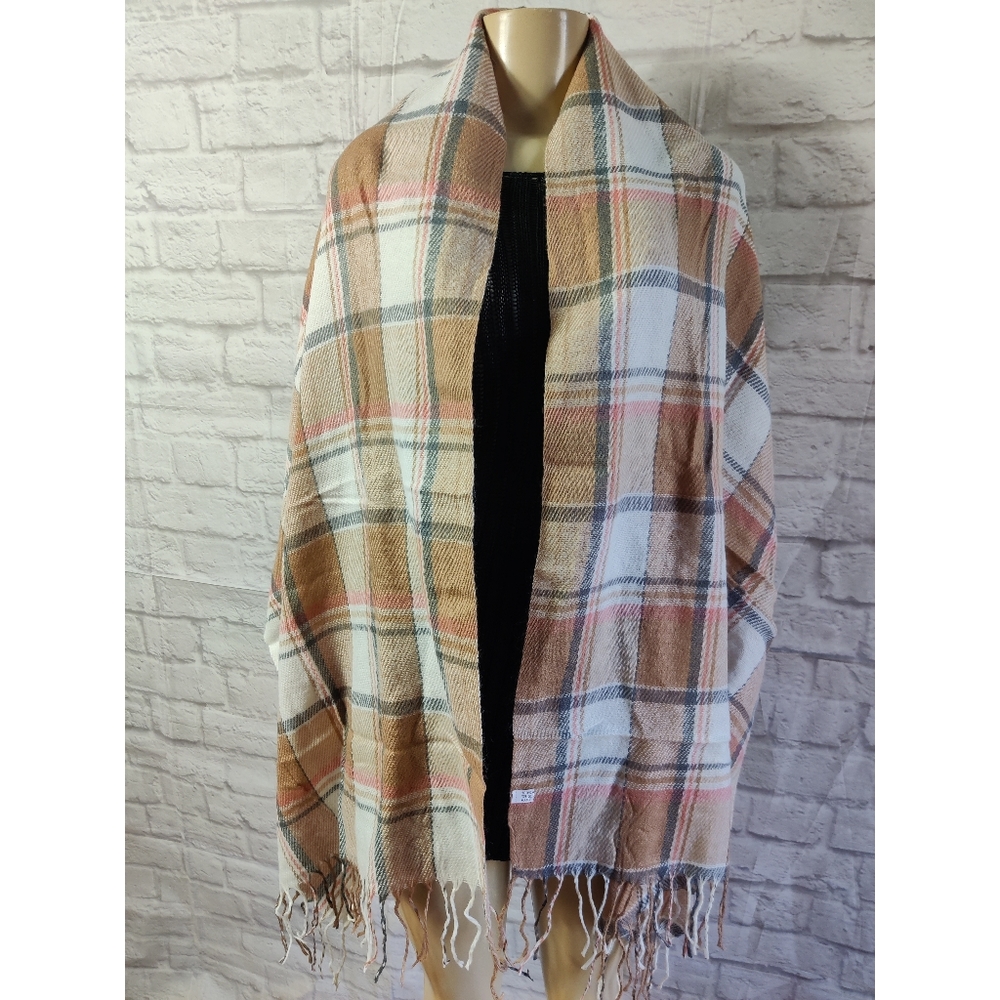 Scarf Shawl Multicolor Plaid - Picture 5 of 10
